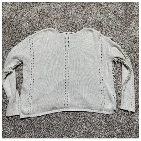 Eri Ali Womens Petite Tan Long Sleeve Fringe Boho Knit Sweater Small Petite SP - Picture 3 of 8